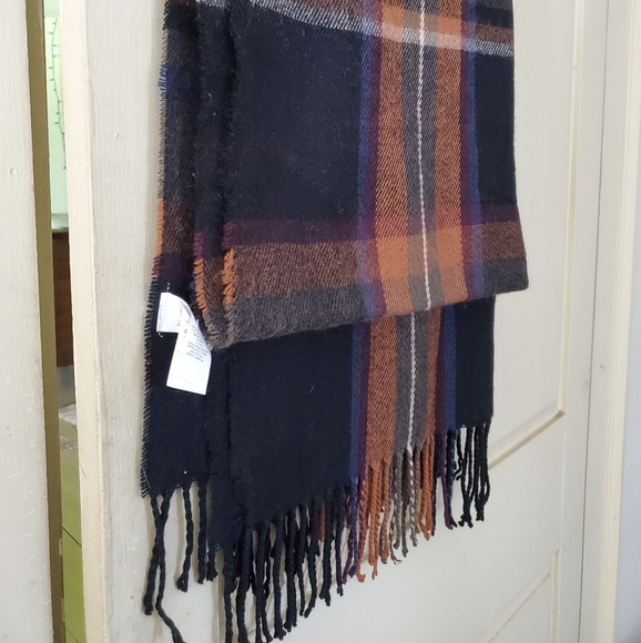 PRIMARK oversized scarf shawl in fall orange plaid - Picture 3 of 3